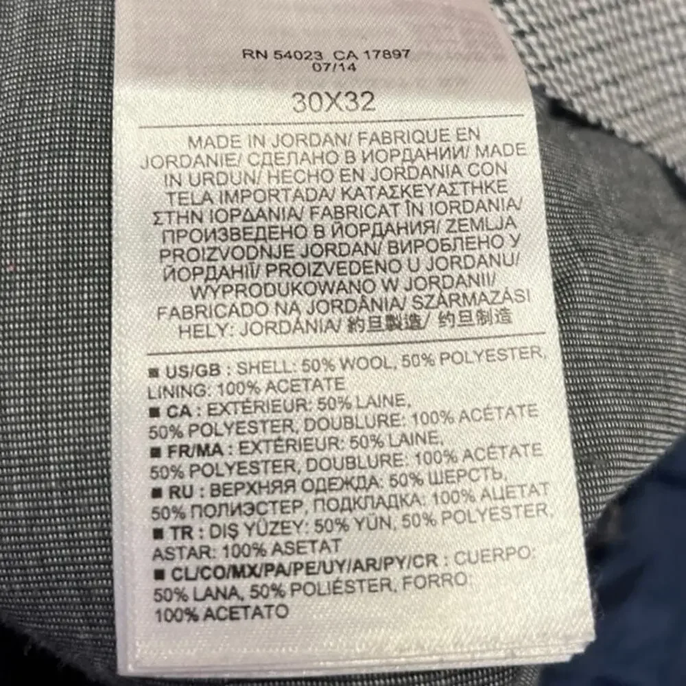 Banana Republic Aiden Men's Blue Wool Straight Leg Trouser Dress Pants Size 32